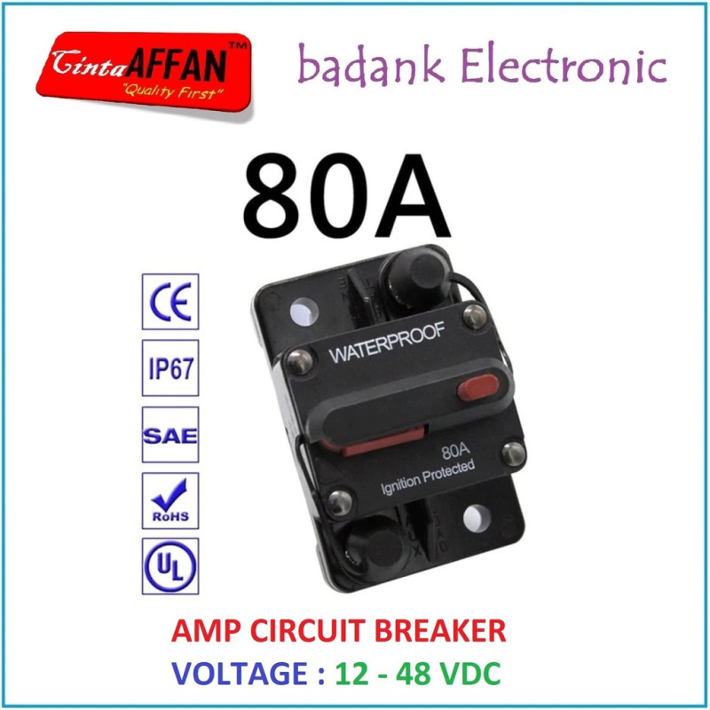 80A Thermal Circuit Breaker DC 12-48V 80A Solar Panel Surya Battery